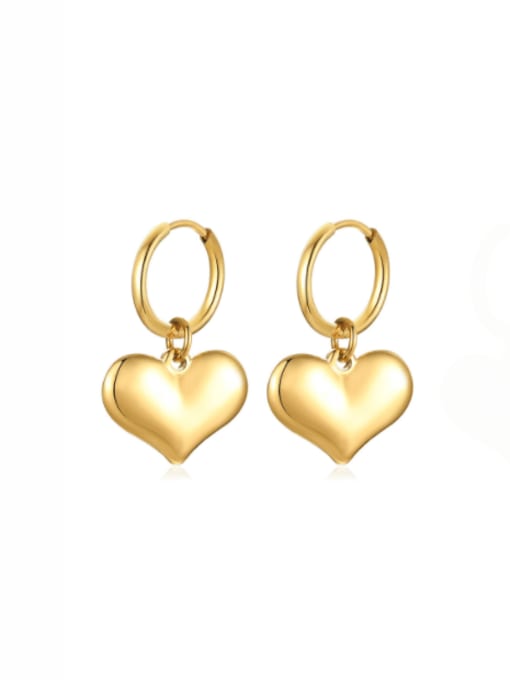 Golden [pair] Titanium Steel Heart Minimalist Huggie Earring